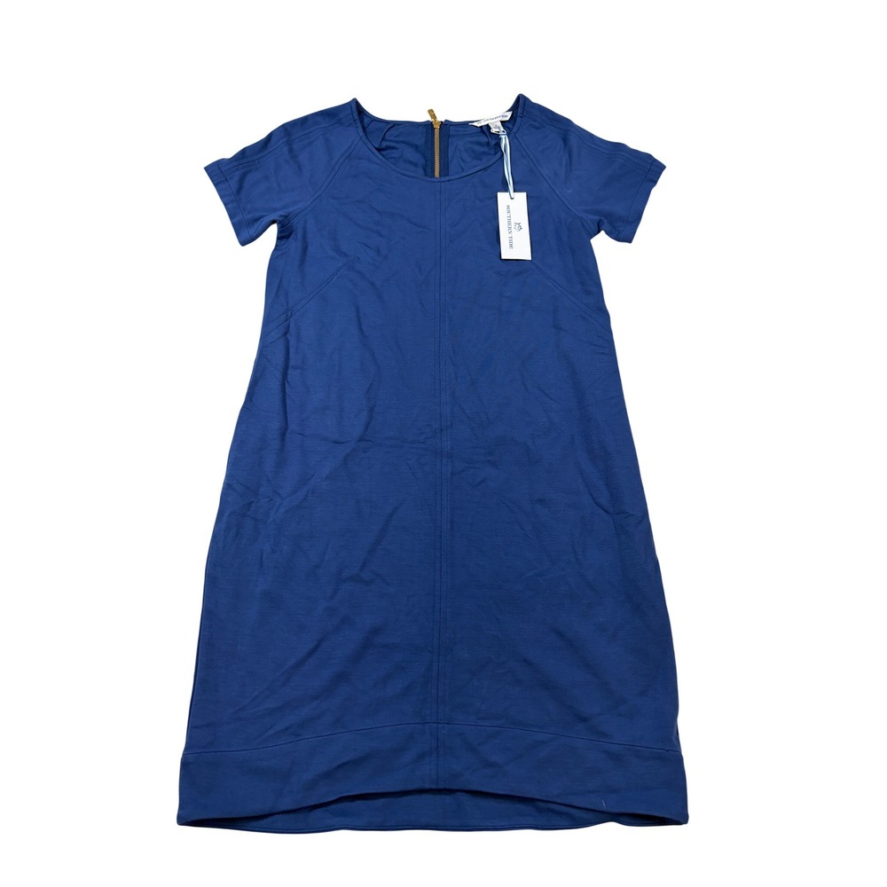Southern Tide Navy Blue Short Sleeve Knit‎ Dress Gold Back Zip Womens 4 NWT NEW